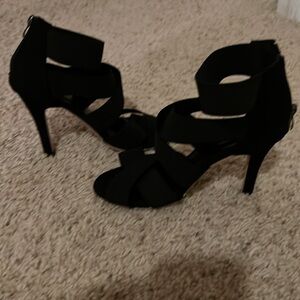 Stretch Fabric Ankle Wrap High Heels